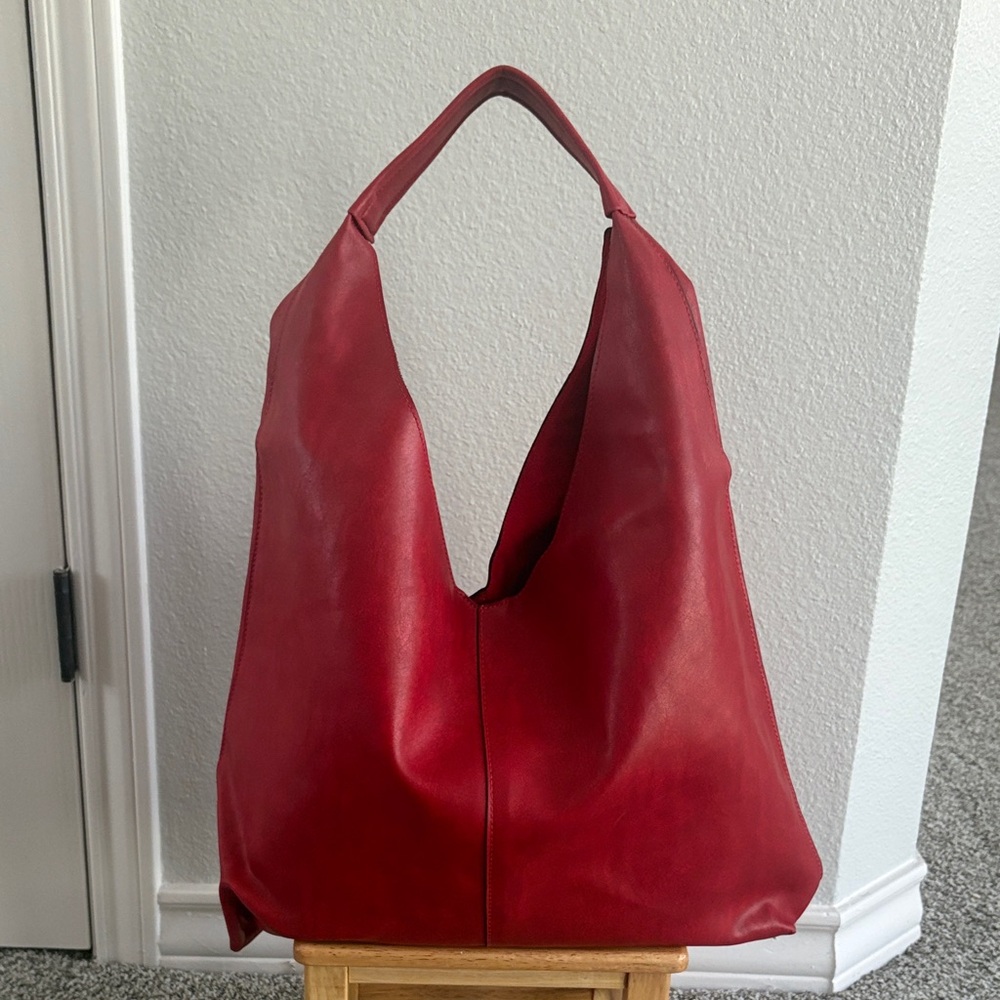 Red Leather Tote Bag